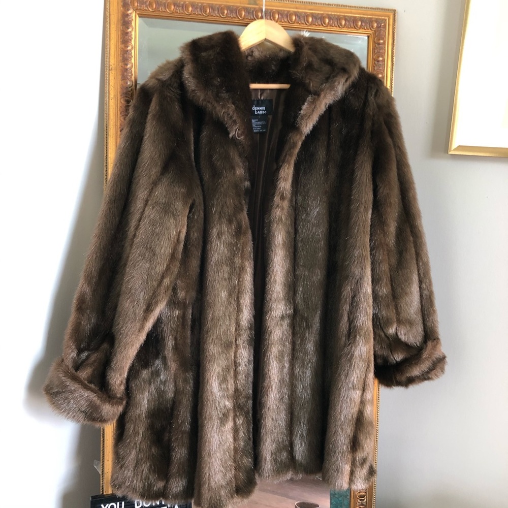 Dennis Basso never worn faux fur coat